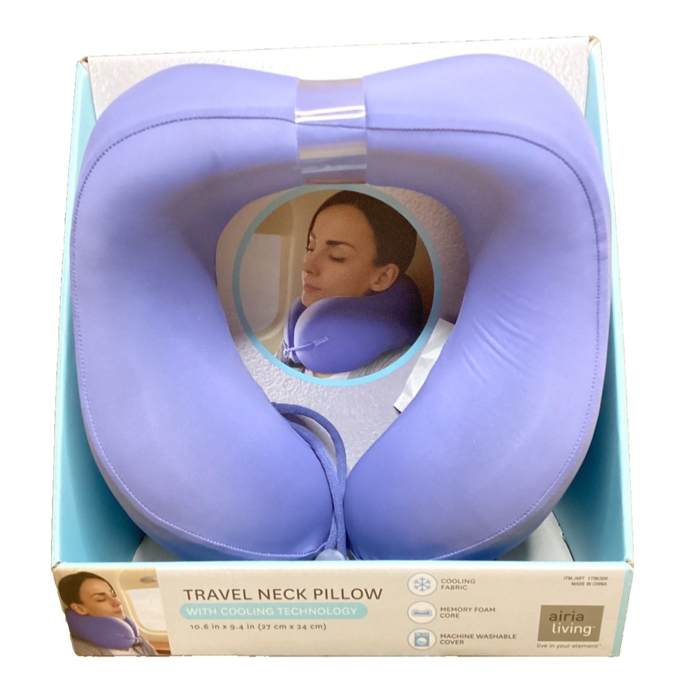 Airia Living Travel Neck Pillow Cooling Technology Washable Cover Costco NWT